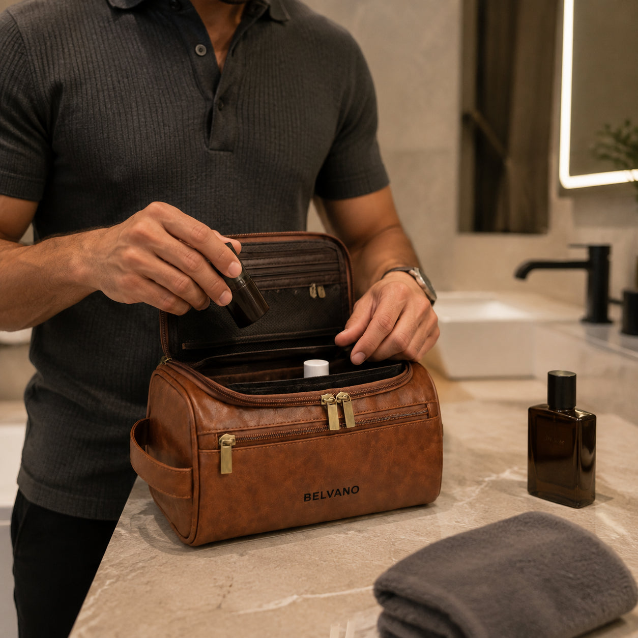 Nécessaire Masculina de Viagem BELVANO Atlas